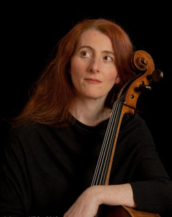 Sophie Harris portrait, holding cello